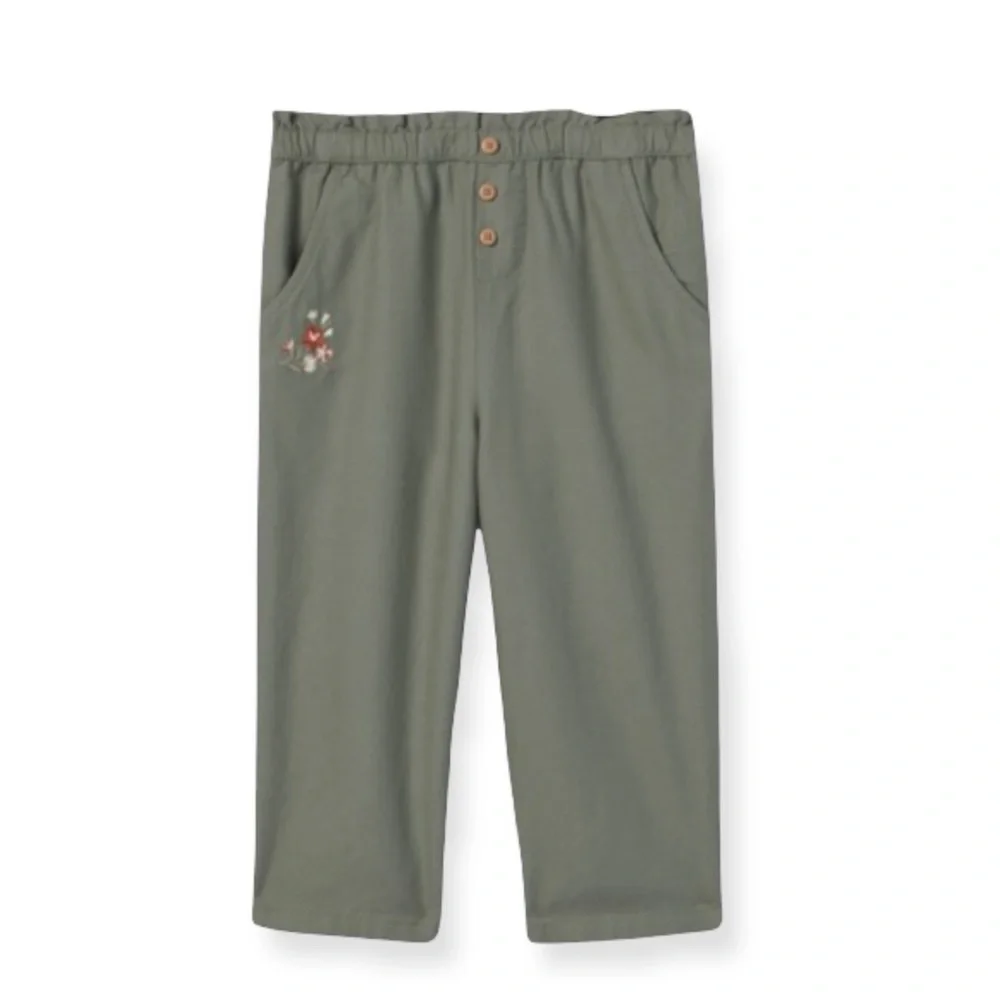 OshKosh B’gosh Toddler Girls Embroidered Pants in Olive